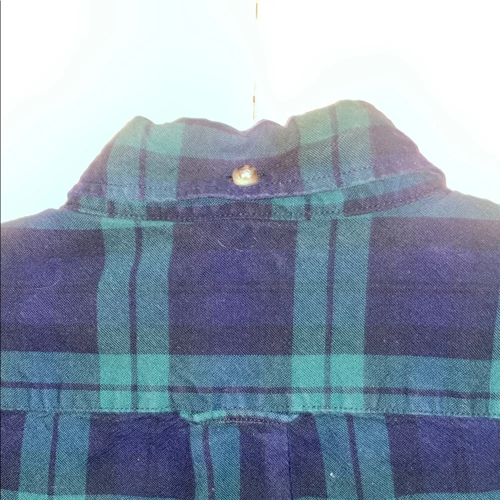 J. Crew Men's Green and Blue Plaid Shirt, size medium